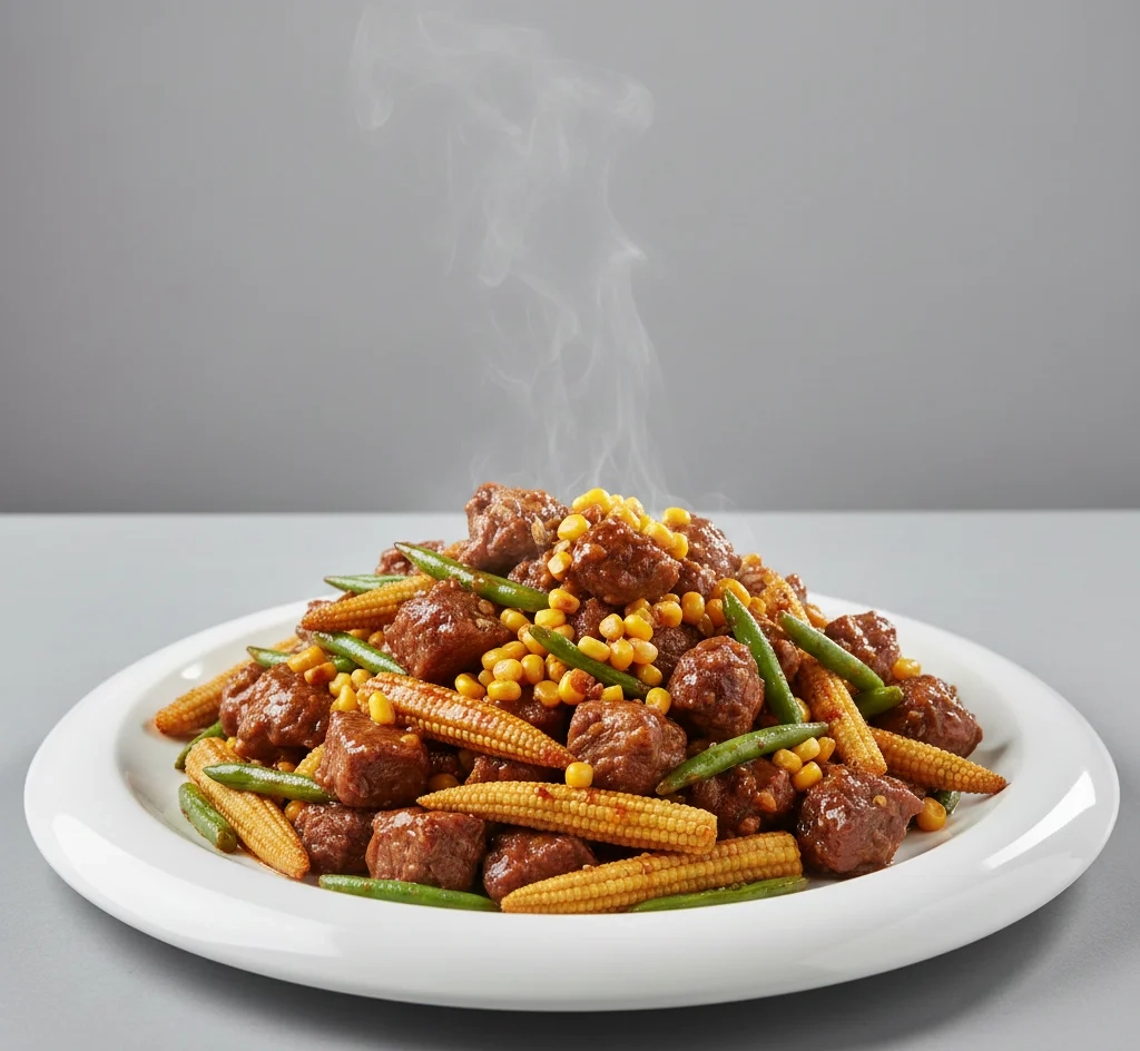 Beef with young corns